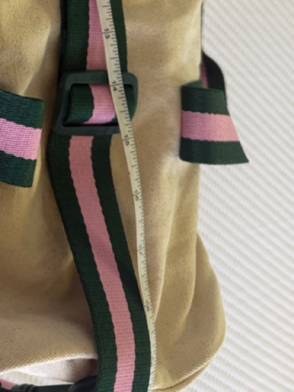 PINK Sports 86 Cream & Green Striped Weekend Duffel